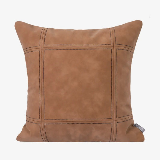 Coffee Leather Cushion Cover