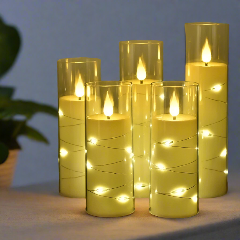 Flameless Flickering LED Candles Clear