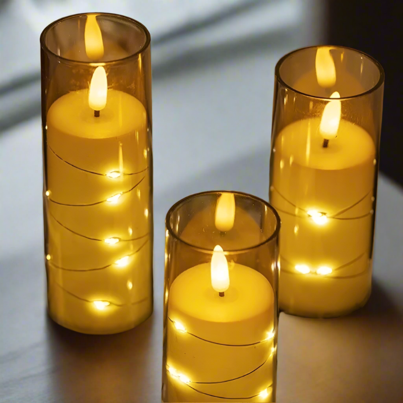 Flameless Flickering LED Candles Close- up