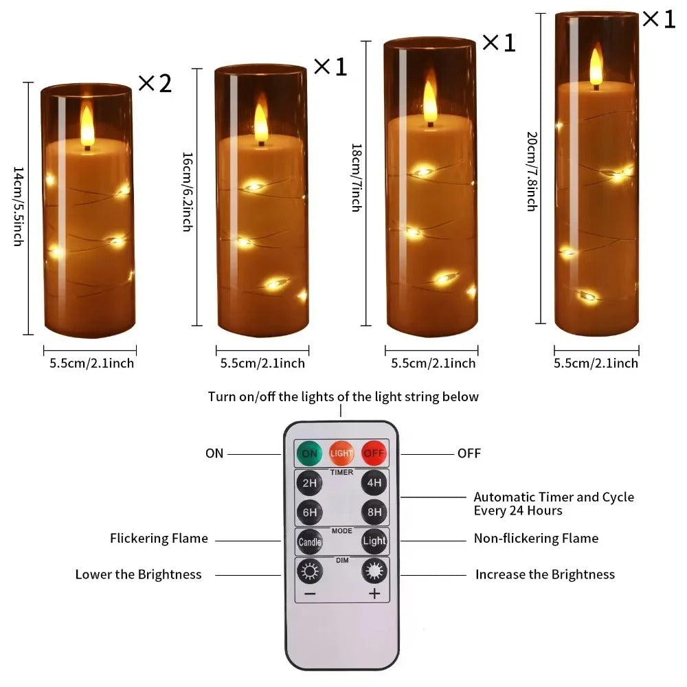 Flameless Flickering LED Candles Gray Size