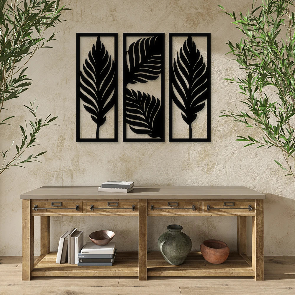 Tropical Leaves Wooden Art