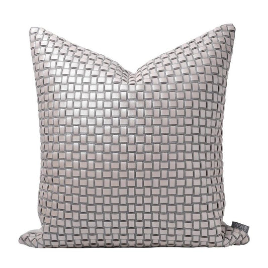 Silver Leather Cushion Cover