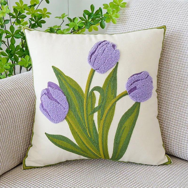 Tulip Pillowcase Purple Flowers