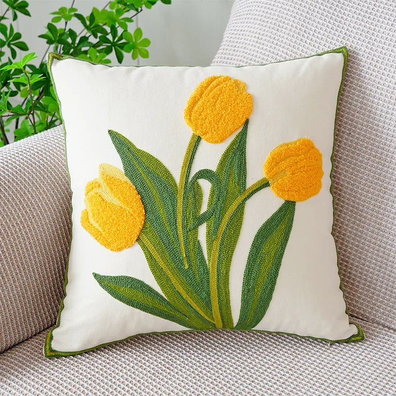 Tulip Pillowcase Yellow Flowers