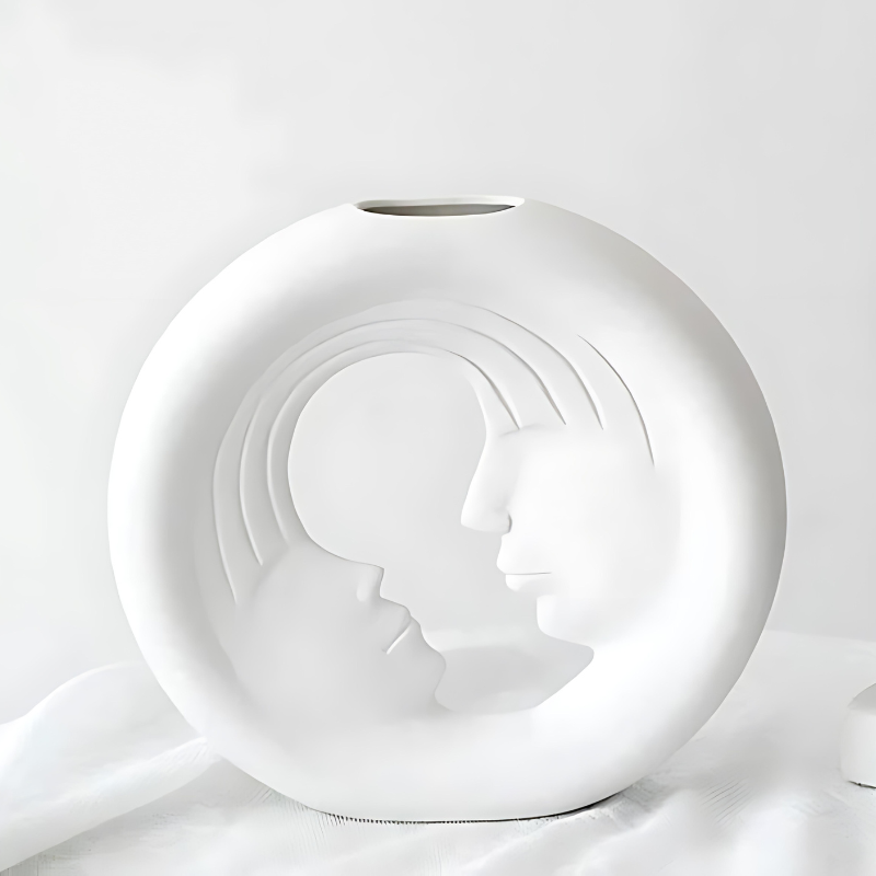 Romantic Ceramics Couple Face Vase