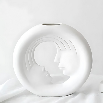 Romantic Ceramics Couple Face Vase