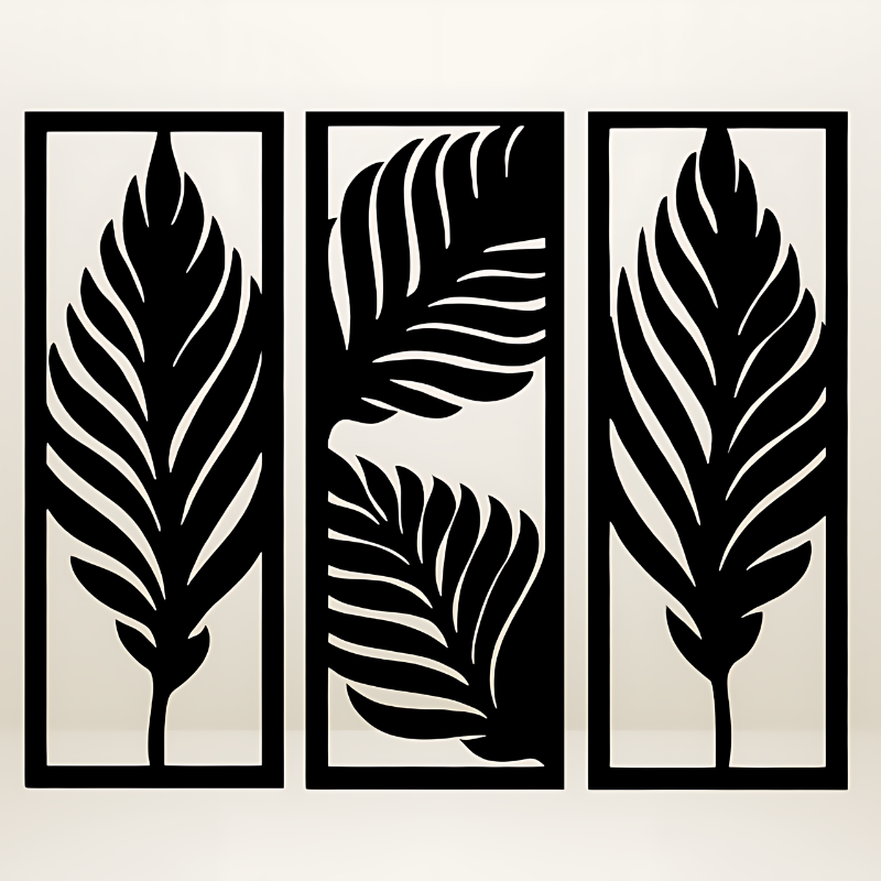 Tropical Leaves Wooden Art