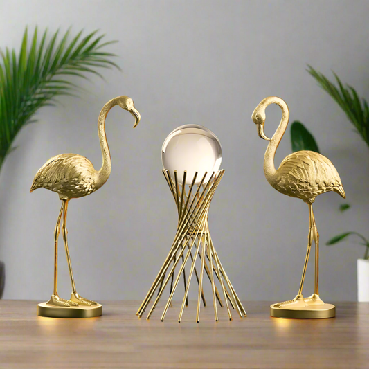 Golden Flamingo Statue